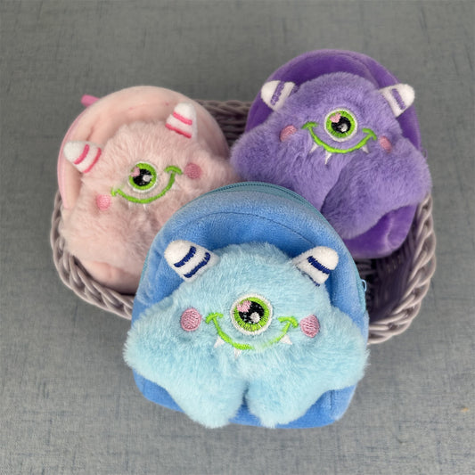 Women's Wallet Super Cute Plush Single-Eye Monster Coin Purse, Embroidered Expression Cute, Can Be Used as Ornaments for Daily Matching