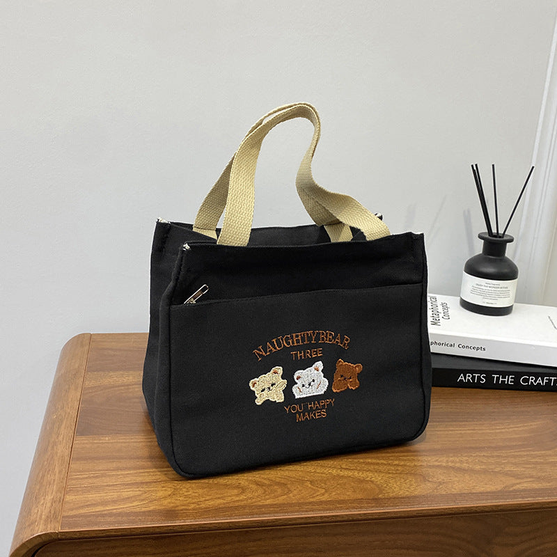 Lunch Bag Female Fashion Japanese Style Cute Canvas Bag Baby Mom Personality Lightweight Tote