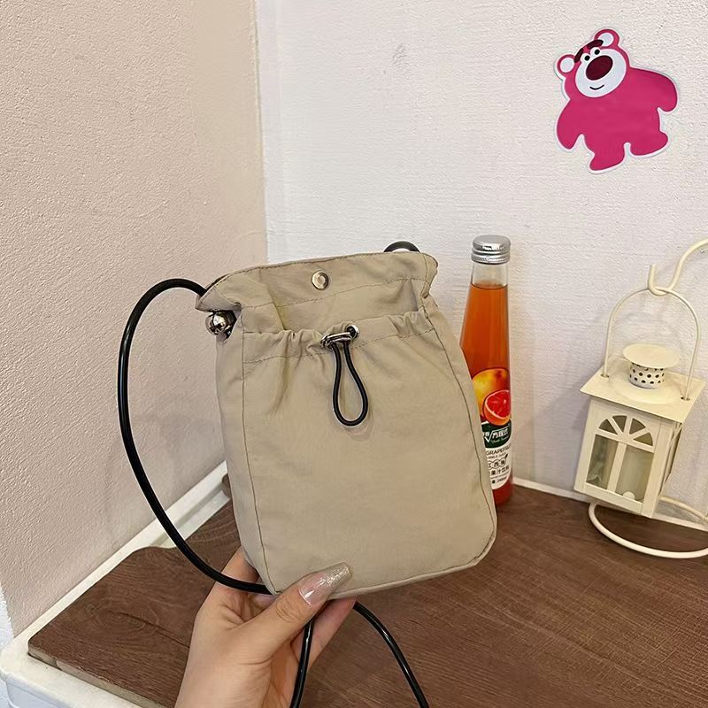Casual Nylon Crossbody Phone Bag with Drawstring Closure, Lightweight and Stylish for Everyday Use
