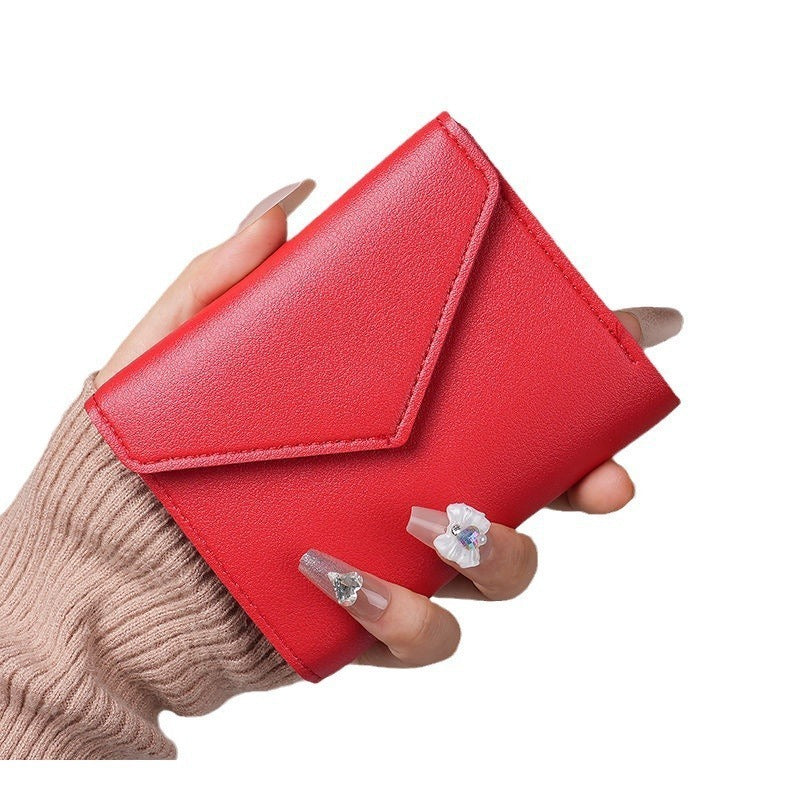 Cute Mini Wallet for Women with Envelope Design and Floral Nail Art, Perfect for Daily Use and Student Style