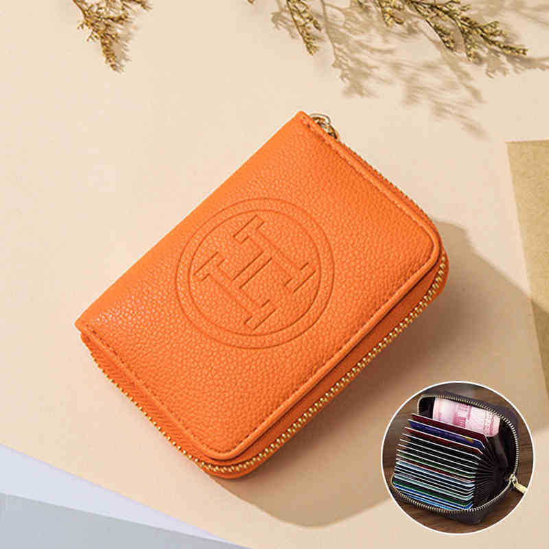 New Exquisite Small Multiple Card Slots Organ Zipper Card Holder Large Capacity Bank Card Document Package