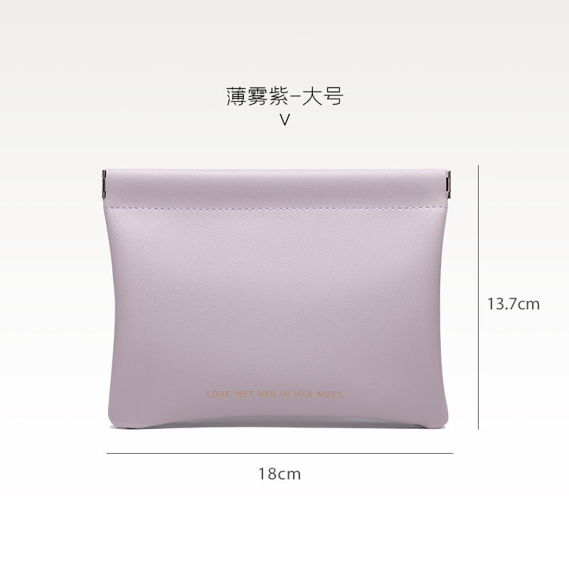 Minimalist PU Wallet with Auto-Closure Design for Earphones, Makeup, and Daily Essentials - Compact & Stylish