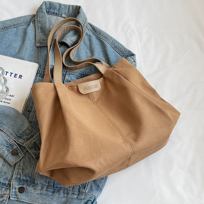 Large Capacity Canvas Tote Bag for Women 2024 Autumn Fashion Casual Shoulder Handbag Perfect for Daily Commute and School