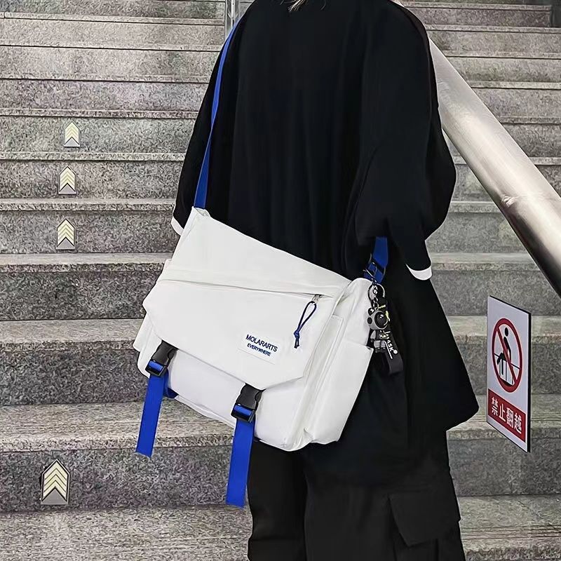Messenger Bag Male Student Simple Casual Fashion Korean Canvas Single-Shoulder Laptop Backpack Couple Backpack