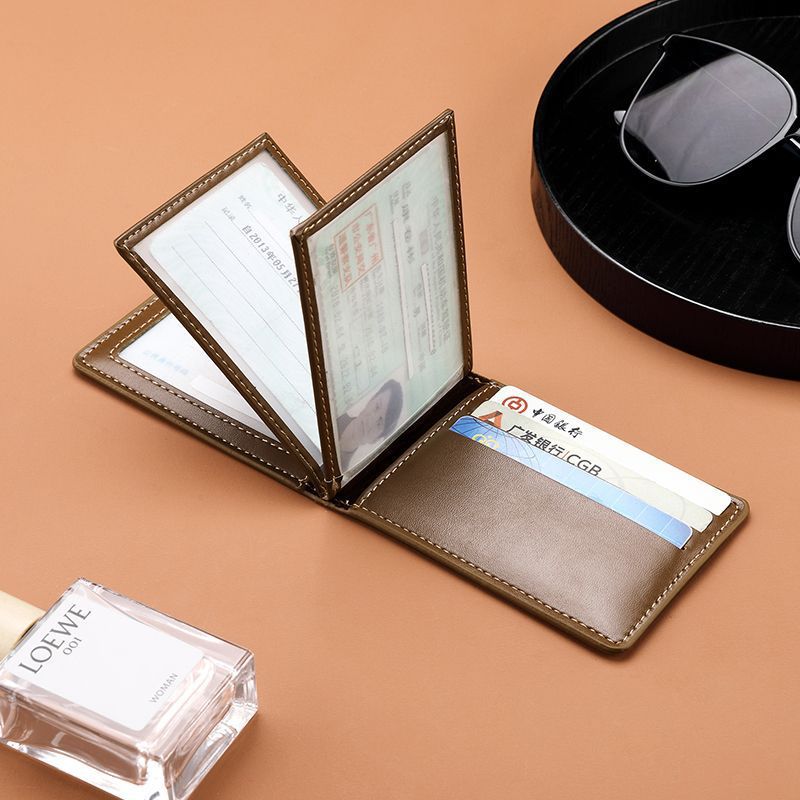 Retro Leather Driving License Leather Case Men's Multi-Functional Certificate Card Holder Motor Vehicle Card Holder Ultra-Thin Driving License Clip