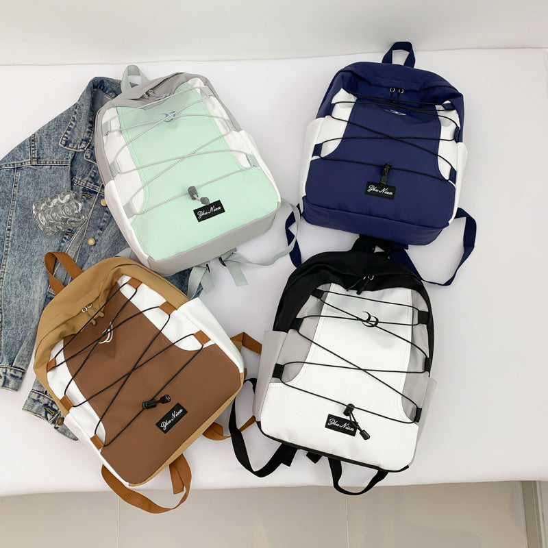 Schoolbag Female Japanese Contrast Color and Versatile Sports Outdoor Travel Backpack College Students' Backpack Men