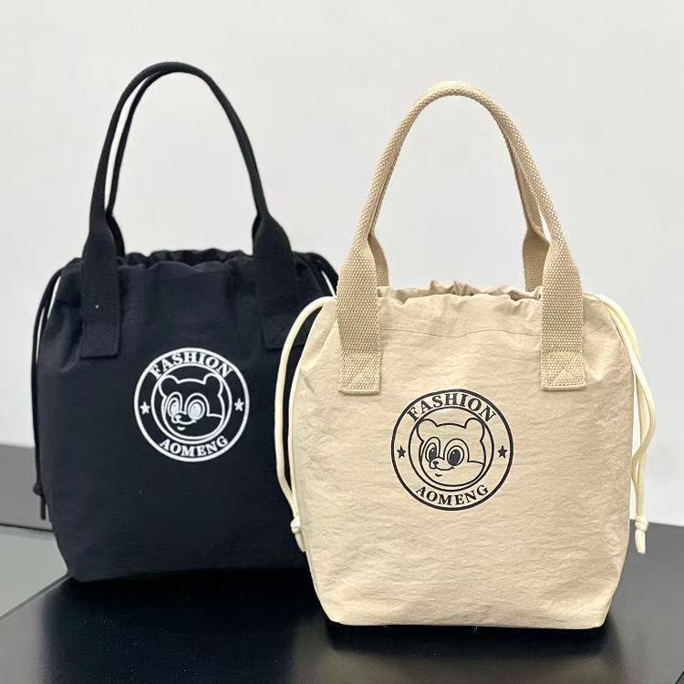 Fashion Waterproof Drawstring Pocket Tote Bag Printing Design Commuter Bento Everyday Joker Practical Handbag