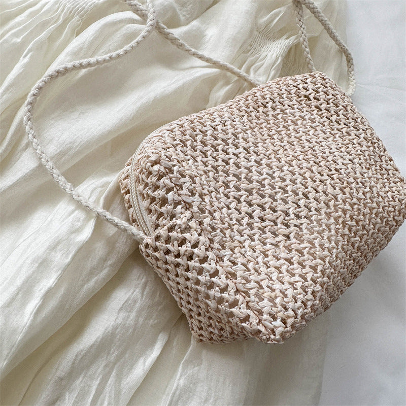 Summer Hand-Woven Bag Women's New Fresh Pastoral Style Crossbody Straw Bag Small Square Bag