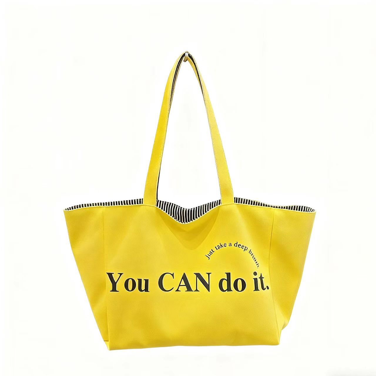 Large Capacity Tote Bag with Inspirational Lettering Print, Perfect for Casual Outings and Travel