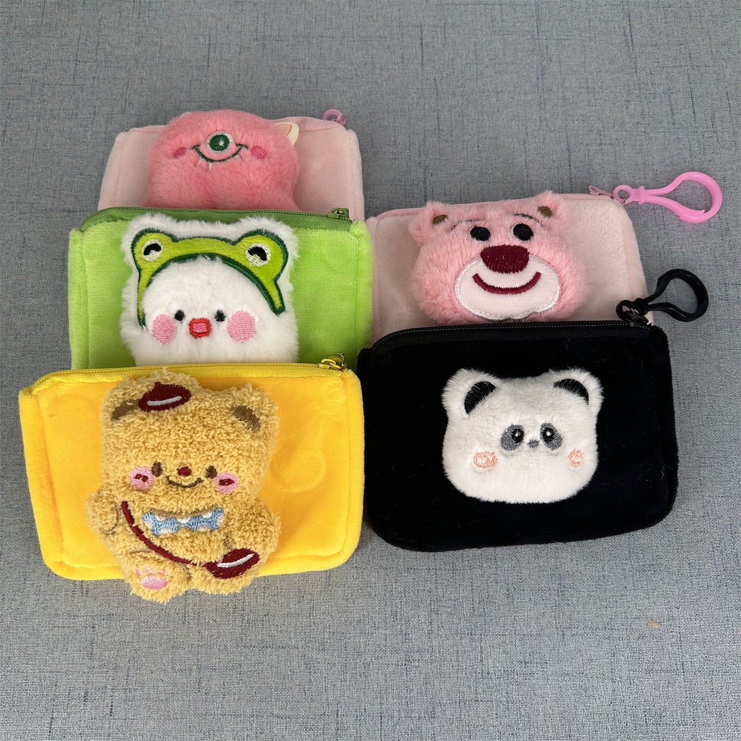 Women's Wallet Cute Plush Little Bear Cartoon Coin Purse, Daily Matching Storage Small Bag, Hanging Design