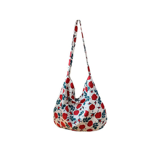 Women's Canvas Korean-Style Floral Cotton Bag Student Retro Shoulder Western Style Messenger Bag