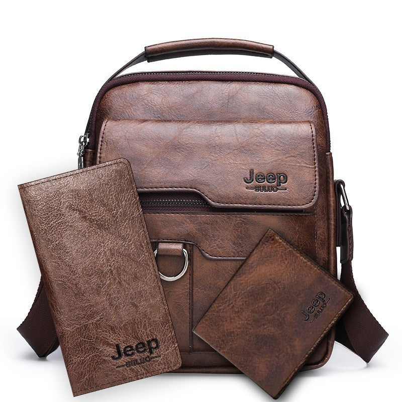 Retro Men's Shoulder Bag with Large Capacity, PU Leather Crossbody Bag for Business and Casual Use, Featuring Zipper Pockets and Stylish Stitching Design