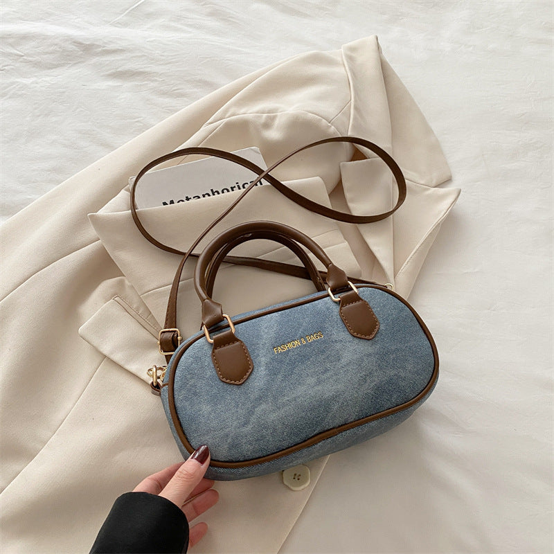 Hand-Carrying Retro Bowling Bag Women's Summer New Fashion Casual Shoulder Bag Small High-Looking Messenger Bag