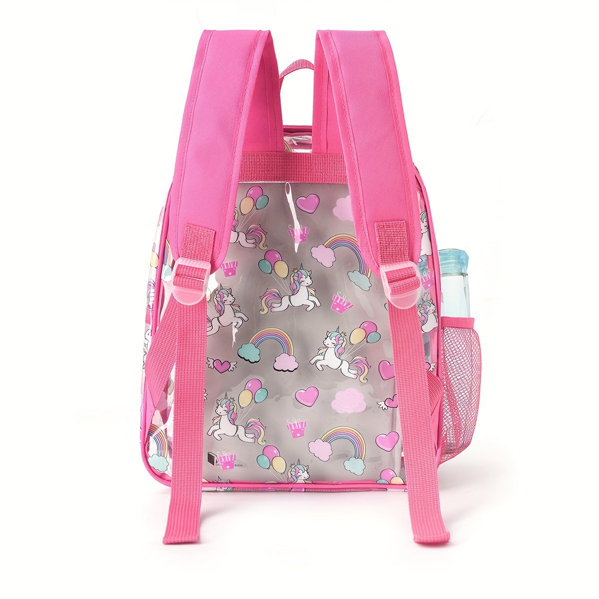 Cute Cartoon Printed Transparent Backpack for Kids, Waterproof PVC School Bag with Dual Compartment and Unicorn Design