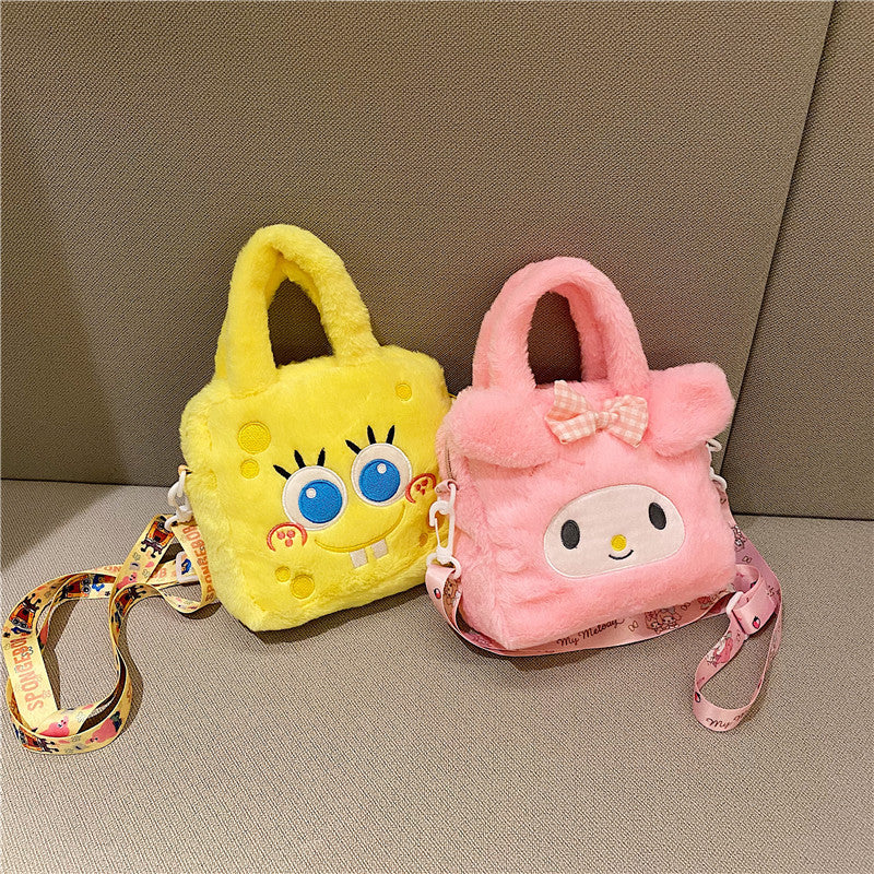 New Cartoon Cute SpongeBob Doll Crossbody Bag Cinnamoroll Babycinnamoroll Girl Plush Toy Bag