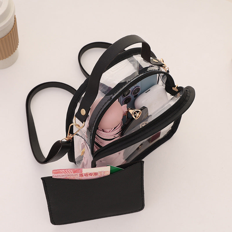 Transparent Jelly Backpack 2025 Summer Fashion PVC Crossbody Bag with Zipper Closure and Inner Pockets for Daily Use