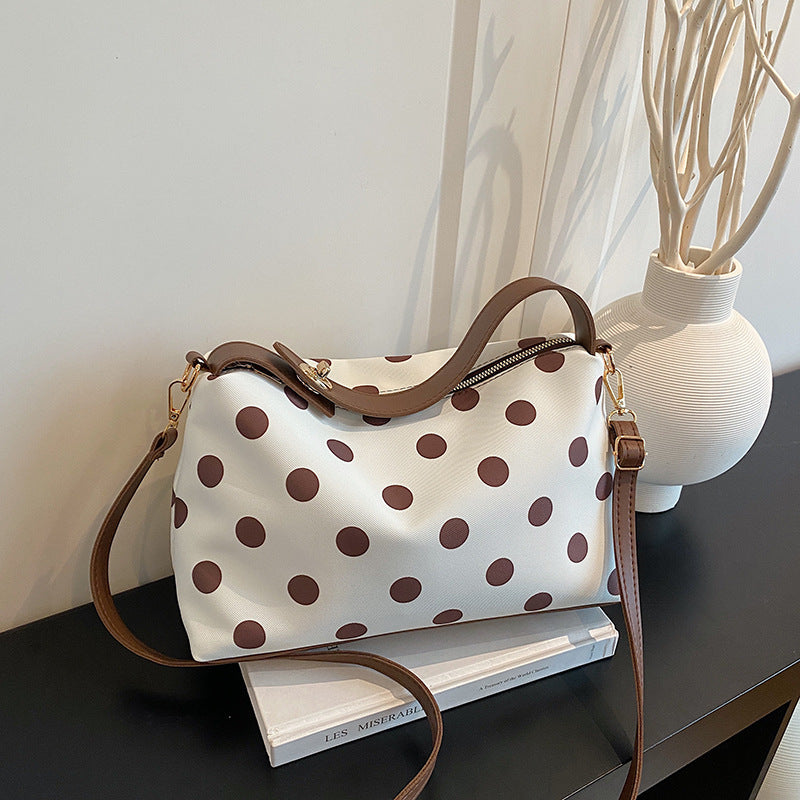 High-Grade Polka Dot Shoulder Bag New Fashion Simple Urban Style Commuter Messenger Bag Everyday Joker