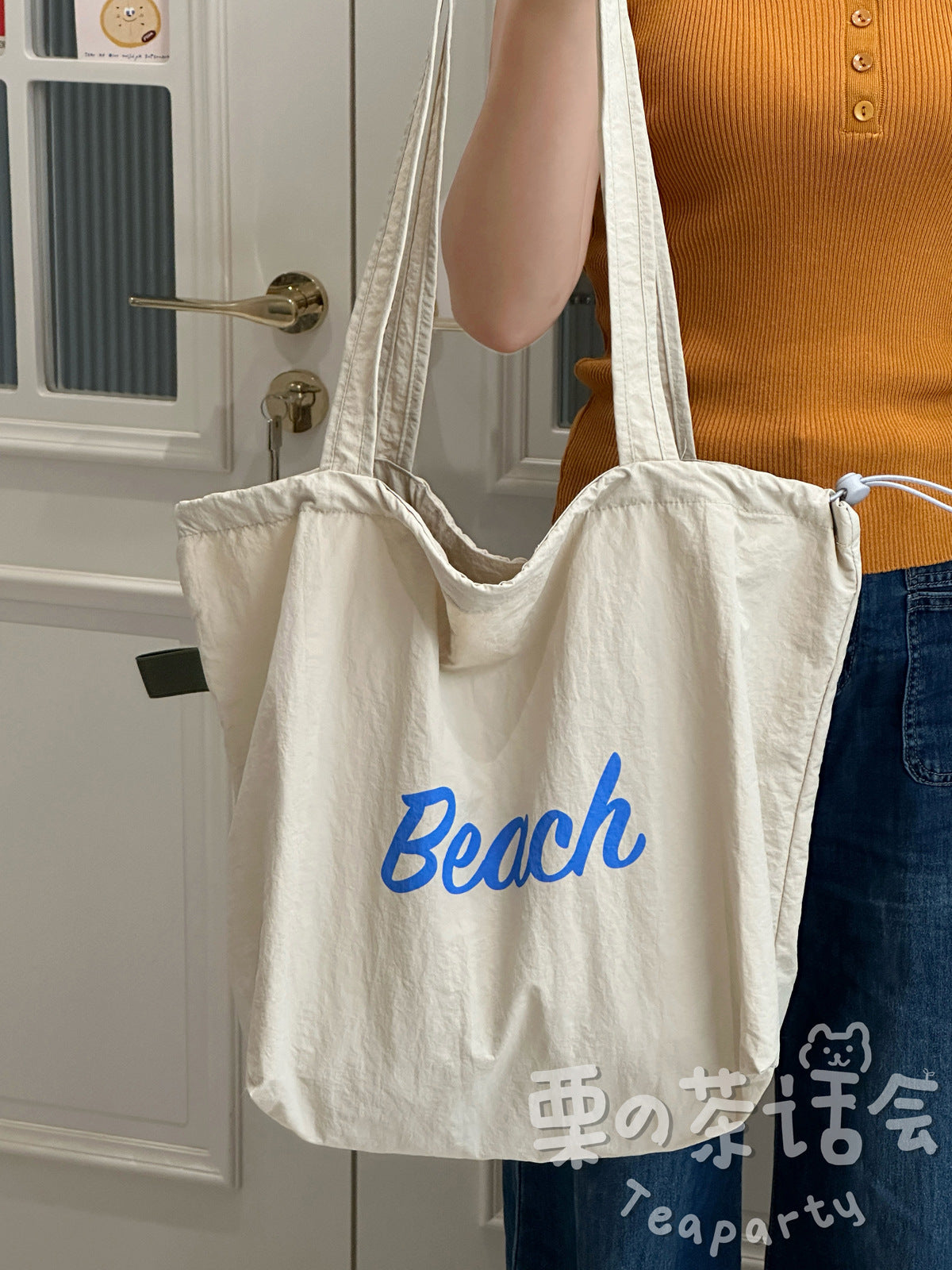 New Nylon Drawstring Tote Bag Printing Design Suitable for Daily Travel Travel Commuting Large Capacity Shoulder Bag