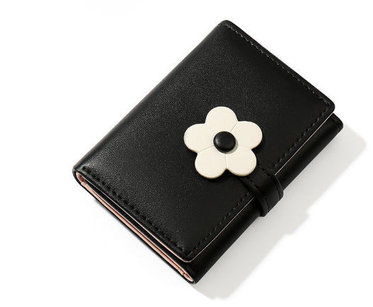 New Simple Cute Refreshing Flower Student Wallet Korean Style Fashion Short Pu Wallets for Women