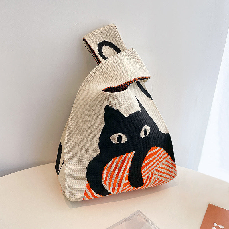 Vest Bag Women's Korean Knitted New Year Knitted Bag Hand Bag Knitted Oblique Bag