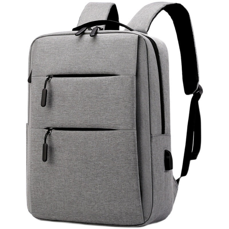New Simple Business Commute Neutral Solid Color Nylon Sewing Line Universal Backpack for Men and Women