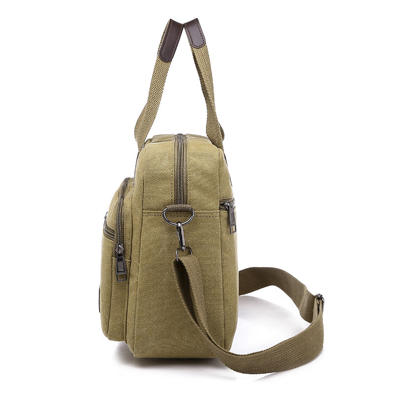 Canvas Men's Bag New Large Capacity Leisure Travel Business Shoulder Bag Versatile Retro Messenger Bag