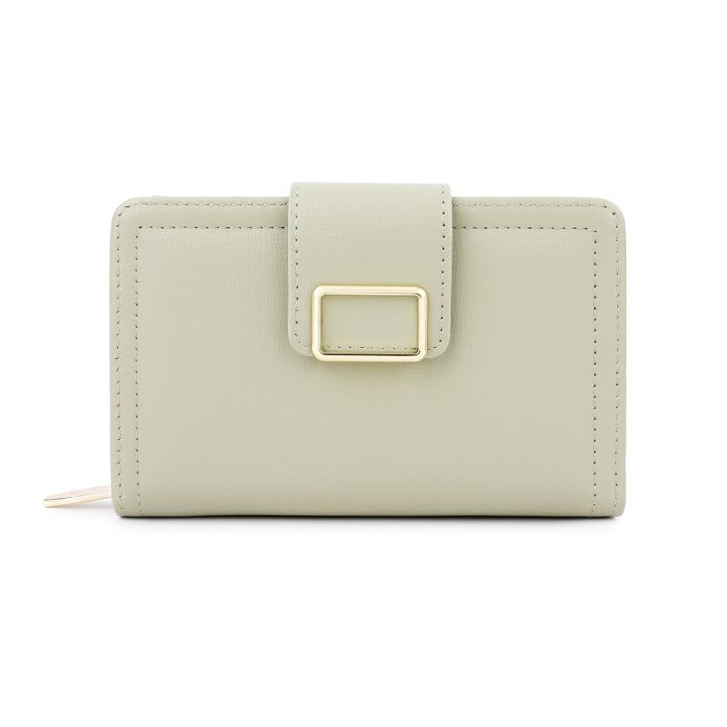 Minimalist PU Women's Wallet with Gold Buckle Design, Compact and Functional for Daily Use