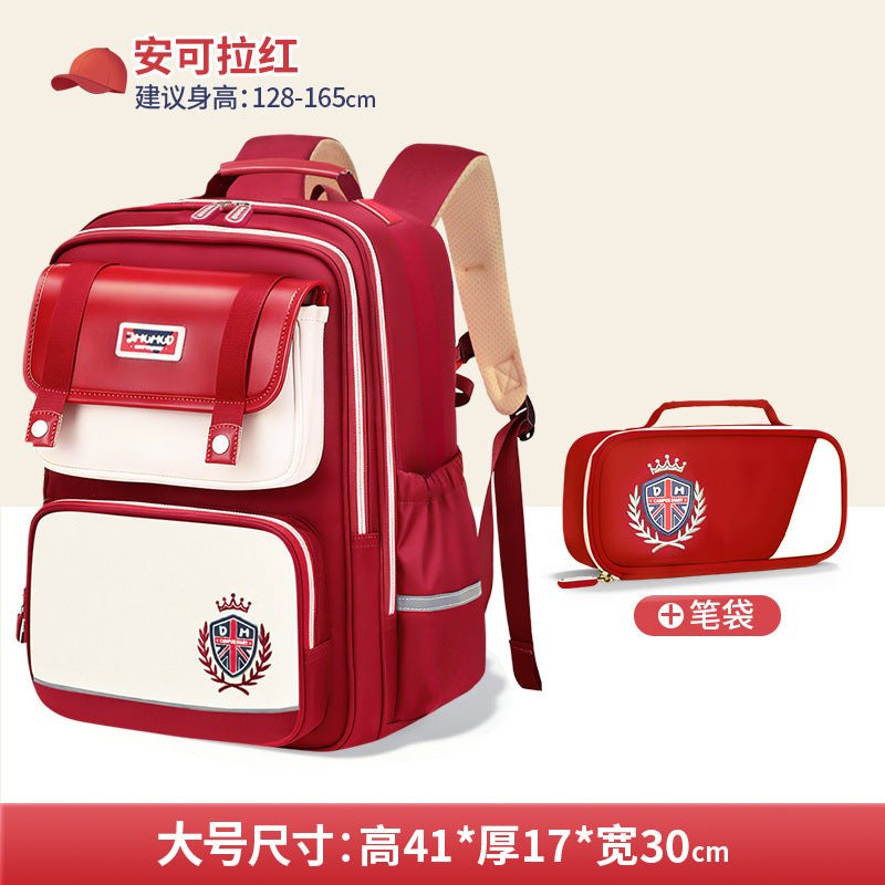 2026 New Kids Backpack for Grades 1-6, Lightweight & Ergonomic Design with Large Capacity, Breathable and Waterproof Oxford Fabric, British Style School Bag with Pencil Case and Study Bag Set