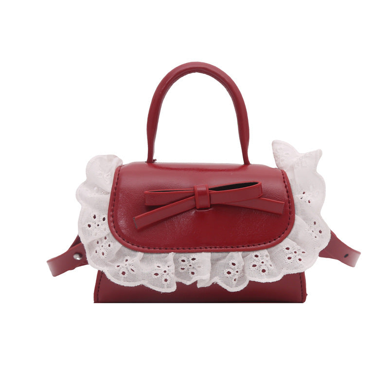 Korean Style Sweet Bow Lace Mini Messenger Bag Women's Fashion Small Square Bag