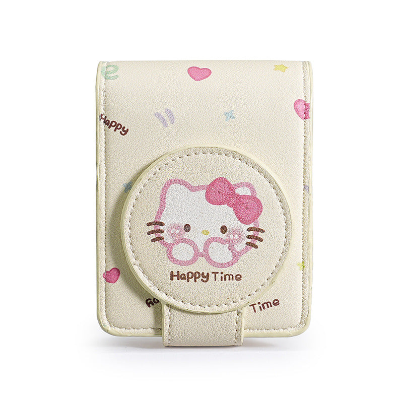 Women's Wallet Cute Hello Kittylipstick Bag with Mirror Portable Cosmetic Bag Travel Makeup Storage Small Bag for Daily Use