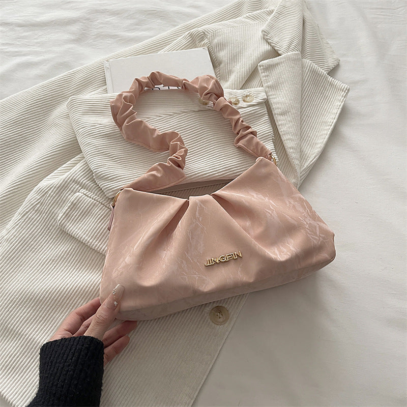 Summer Solid Color Pleated New Western Style Fashion Bowknot Chain Crossbody Handbag for Women