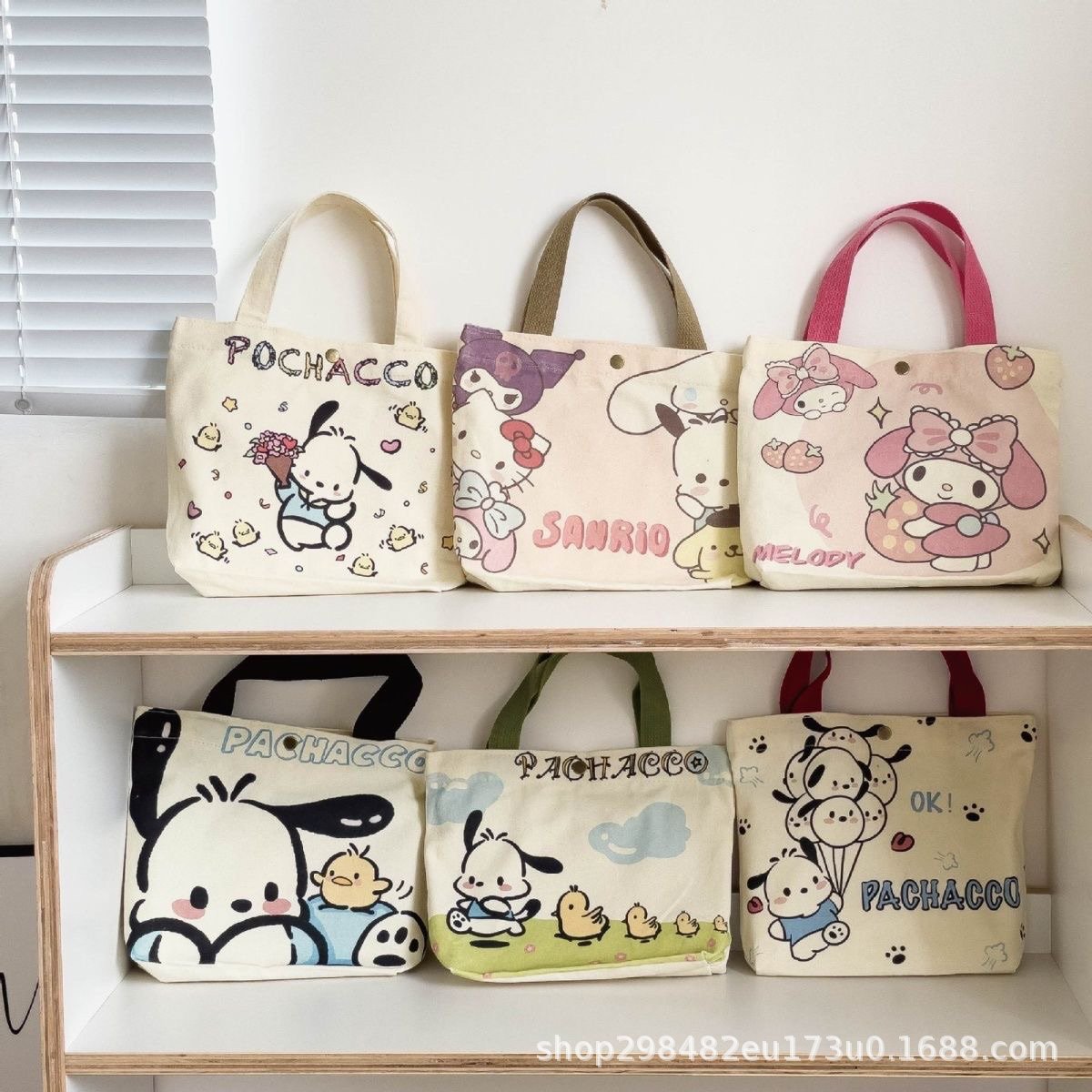 Cute Cartoon Canvas Tote Bag for Daily Use, Perfect for Students and Office Workers with Pochacco Design