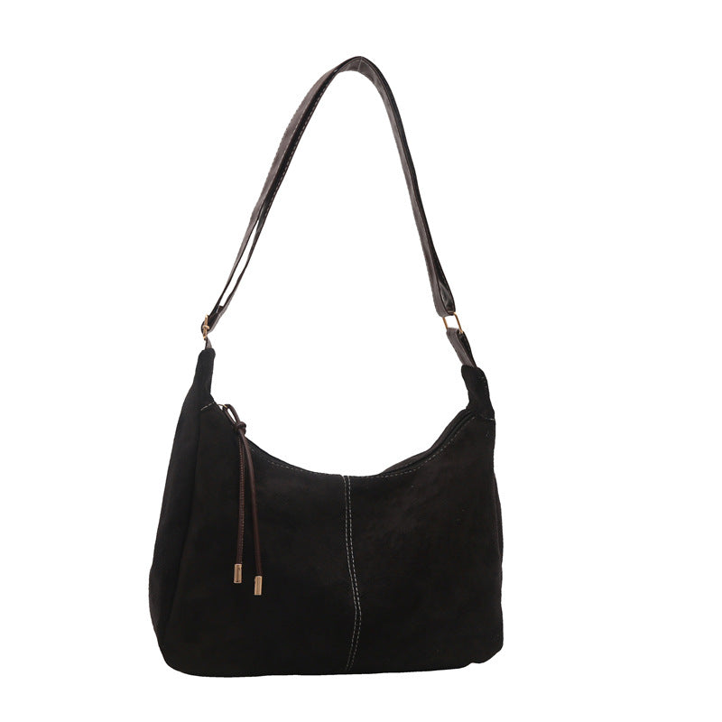 Vintage Tote Bag for Women, Large Capacity Shoulder Crossbody Bag with Cute Plush Charm, Elegant Commute Style