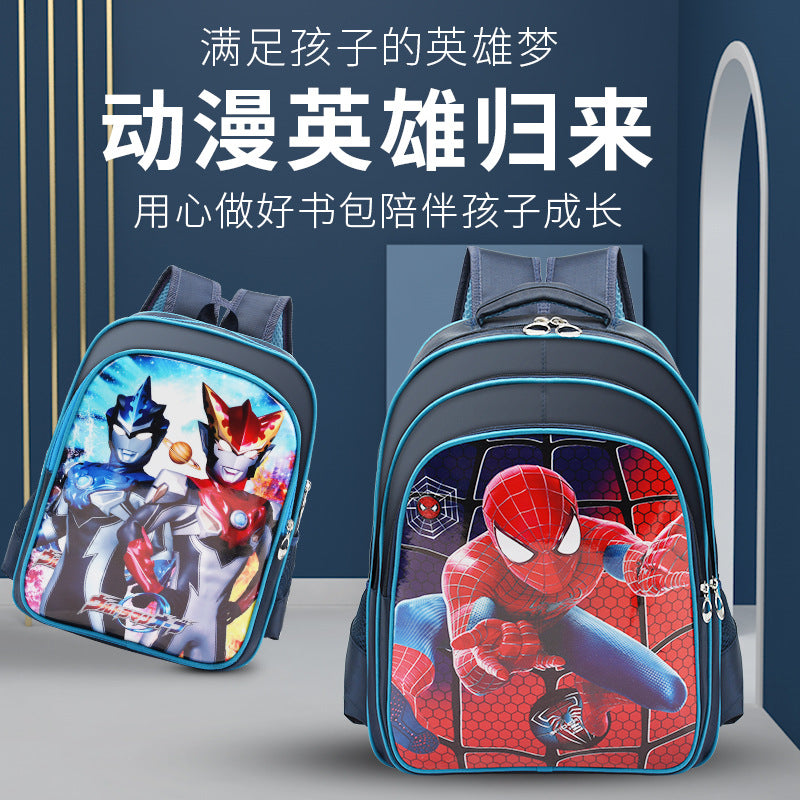 Cartoon Hero Children's Schoolbag Student Backpack Burden Alleviation Waterproof Wear-Resistant Spider-Man Ultraman