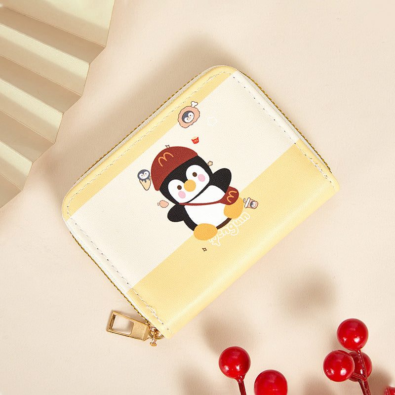 Cute Animal Print Card Holder for Women, Slim Multi-Card Wallet with Waterproof PU Material, Perfect for Daily Use and Driving License Storage