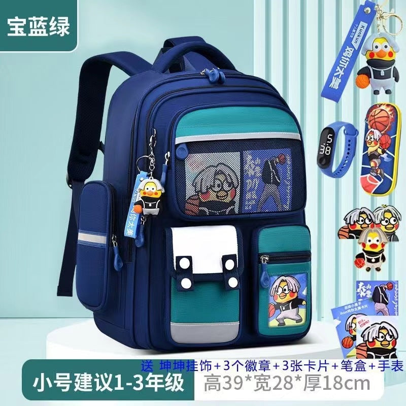 Cartoon Children's Schoolbag Burden-Reducing Spine Protection Large Capacity Breathable Waterproof