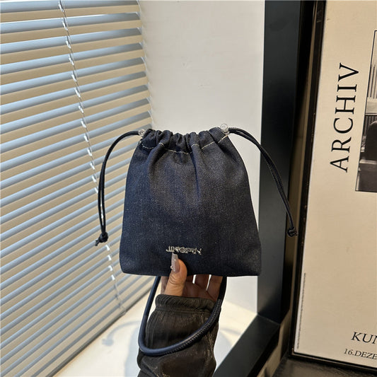 New Mini Bucket Bag Simple Pure Color All-Matching Crossbody Bag Special-Interest Design Classic All-Matching Working Commuter