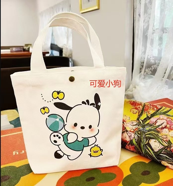 Striped Canvas Tote Bag with Custom Embroidery for Daily Use and Commuting