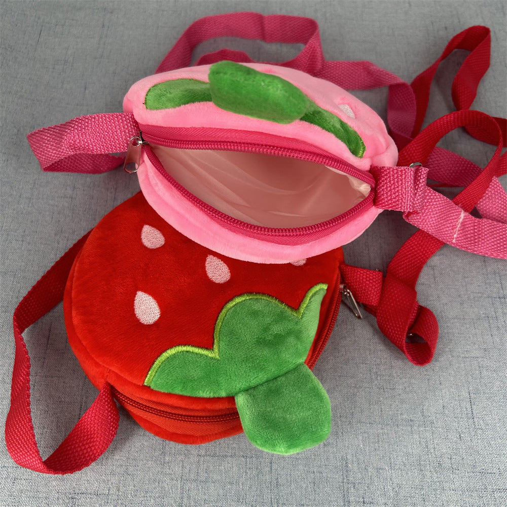 Cute Strawberry Plush Crossbody Bag for Kids and Adults, Fashionable Daily Accessory with Cartoon Design