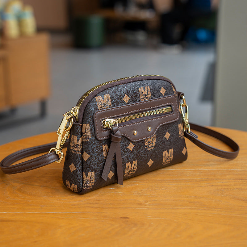 2025 New Fashion Checkerboard Shell Crossbody Bag for Women, Stylish Small Shoulder Bag with Zipper and Inner Compartment