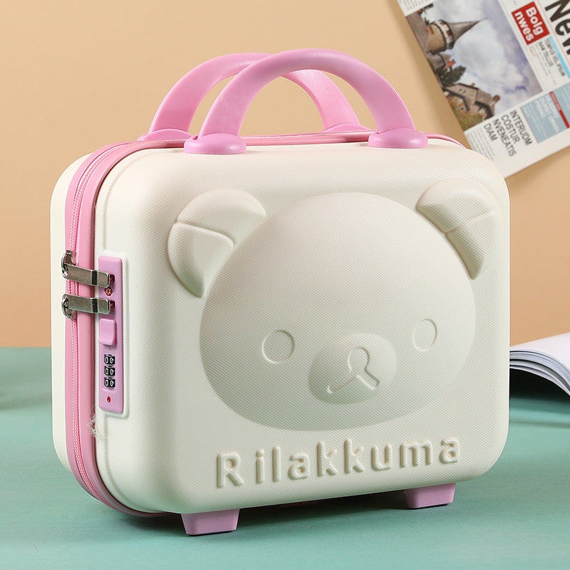 Cute Rilakkuma Cartoon Luggage with Password Lock, Mini Carry-On Suitcase for Kids and Travel