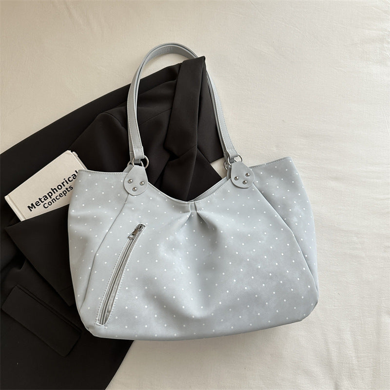 New Polka Dot Tote Women's Korean-Style Shoulder Bag Large Capacity Commuter Underarm Bag Fashionable All-Match Handbag