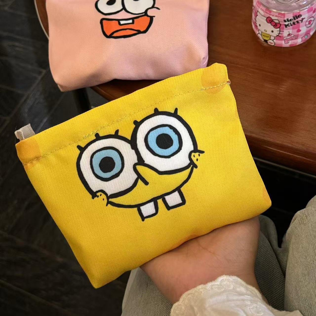 New Cartoon Sponge Baby Cosmetic Bag Good-looking Large Capacity Storage Bag Portable Clutch
