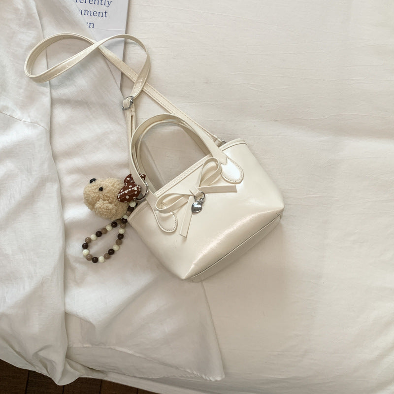 New Fashion Bowknot Bucket Bag Soft Pu Material Portable Crossbody Everyday Joker Practical Design