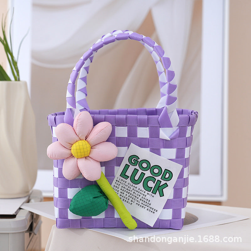 Dopamine Color Gift Bag Large Capacity Portable Vegetable Basket Crossbody Outdoor All-Matching Handbag Fashion