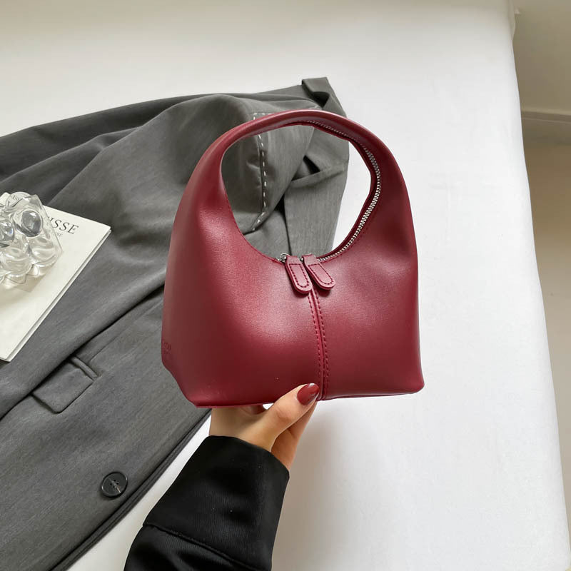 New Urban Simple Style Dumpling Bag Women's Soft Pu Handbag Stitching Design Everyday Joker Fashion Item
