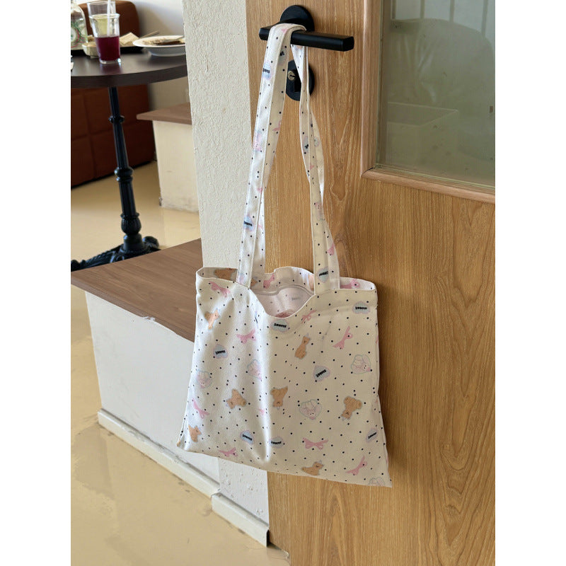 Cute Floral Print Tote Bag for Women 2024 Trendy Canvas Shoulder Bag with Large Capacity Perfect for Daily Commute and Travel