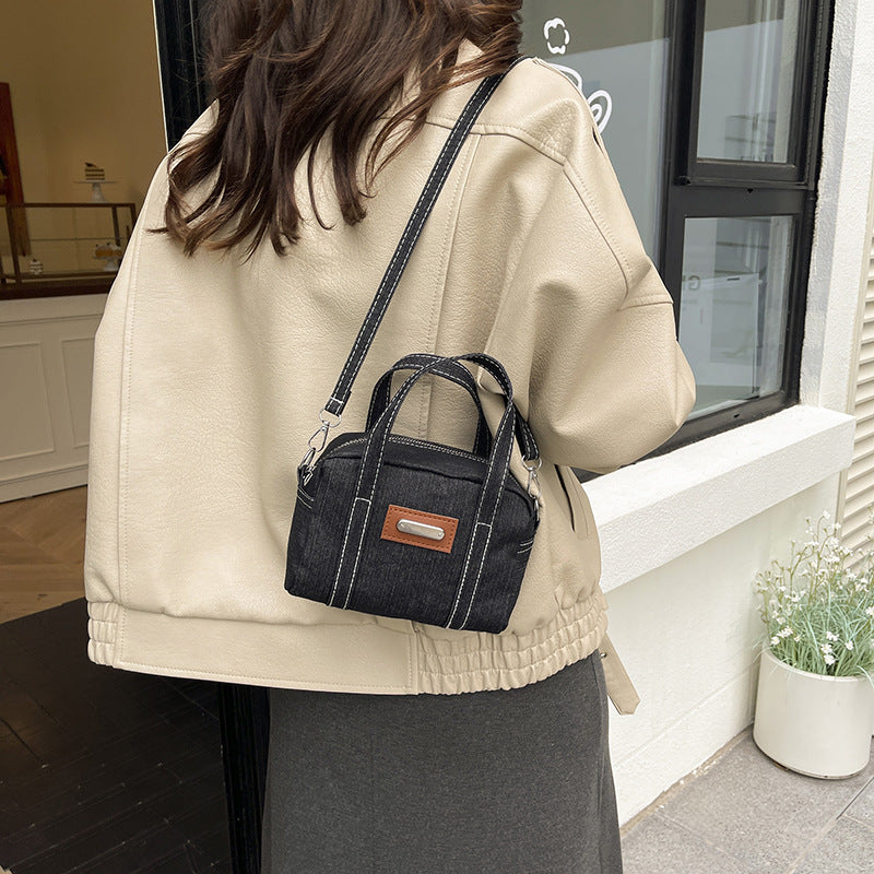 Retro Denim Small Handbag Portable Denim Small Bag Women's Fashionable New Pillow Fashion Messenger Bag