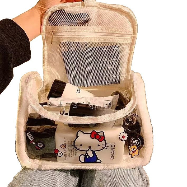 New Cartoon Plush Women's Cosmetic Bag Large Capacity Soft and Portable Daily Storage Hand Bag