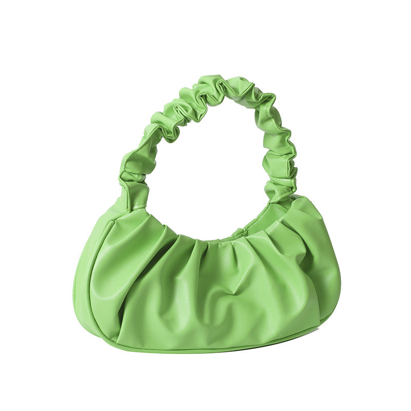 Faux Leather Pleated Cloud Bag Women's Fashion Shoulder Bag 2025 Trendy Crossbody Handbag with Magnetic Closure